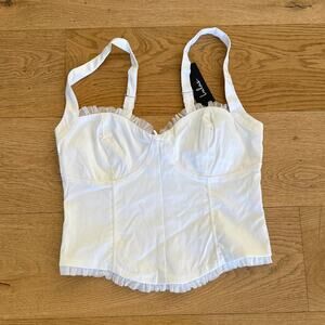 Lulu's - Perfect Sweetheart Ruffled Bow Bustier Sleeveless Cami Top in White